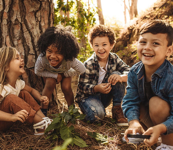 young multicultural kids in nature