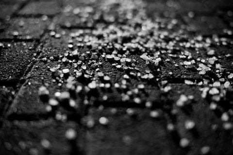 Salt on pavement