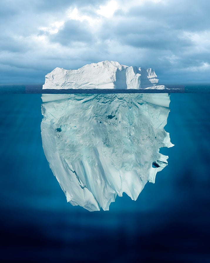Iceberg perception above and below the water