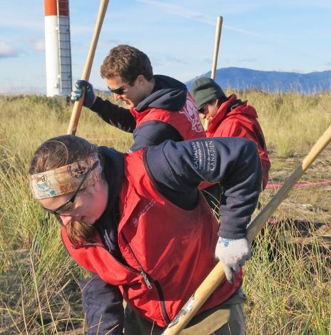 CCC youth working with shovels in the outdoors