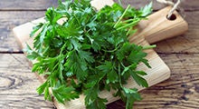 parsley on wooden board