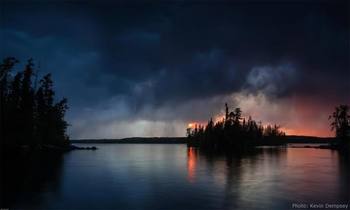 Savant Lake during a lightning storm