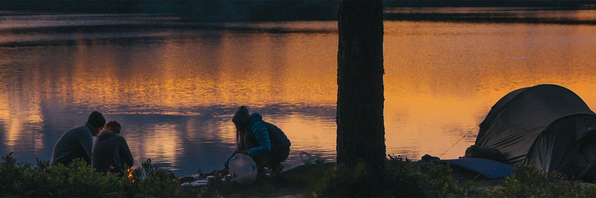 camping at lake shore