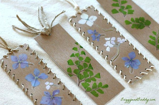 Pressed flower bookmarks