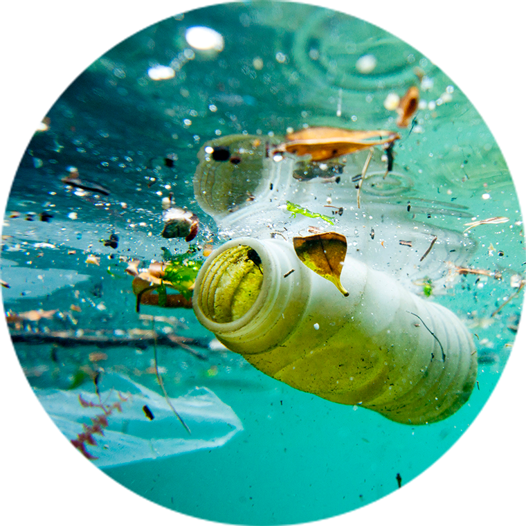 plastic floating on water