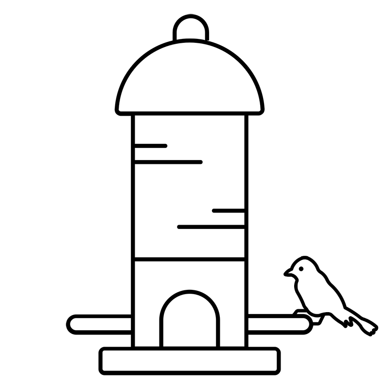 icon black bird feeder with bird